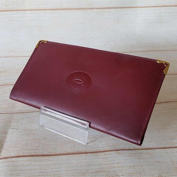 Cartier Vintage Leather Bifold Checkbook Wallet Designer Luxury Unisex - Picture 1 of 16